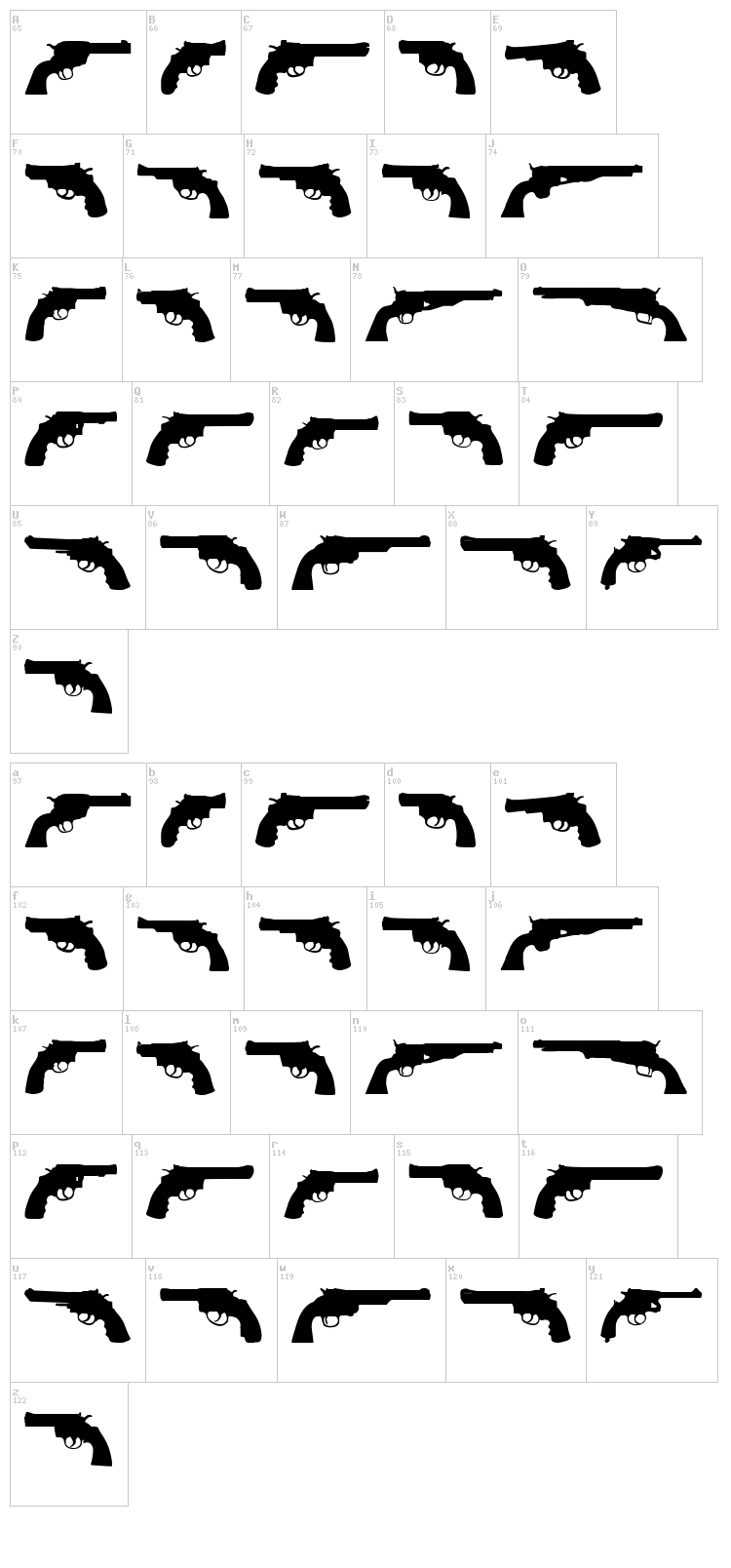 Only Revolver TFB font map